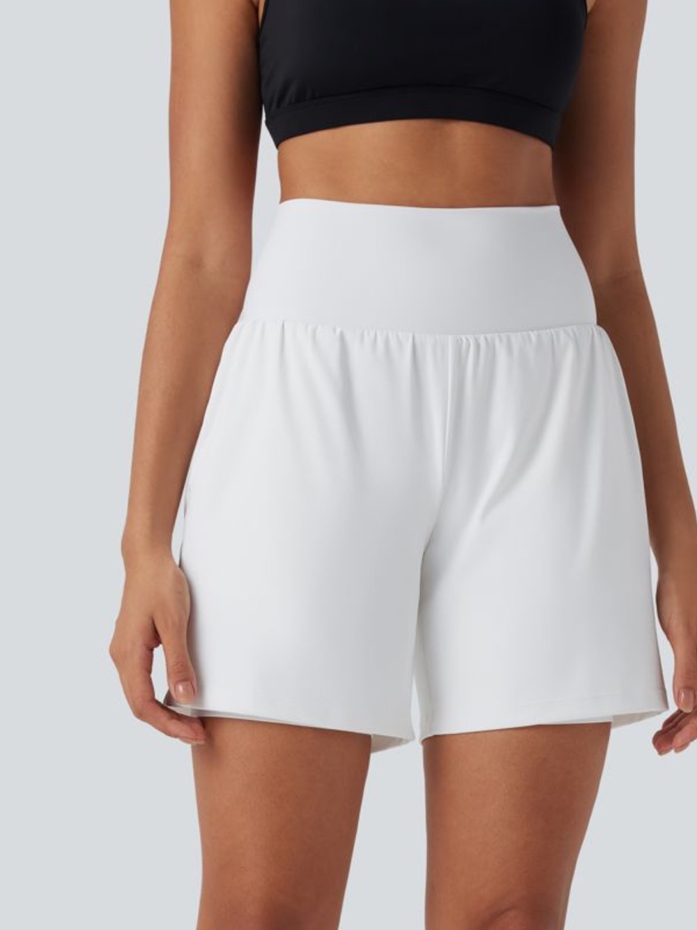 Halara SoftlyZero Airy Super High Waisted 2-in-1 InstantCool Yoga Shorts White